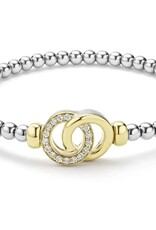 LAGOS Signature Caviar Two-Tone Interlocking Diamond Stretch Bracelet
