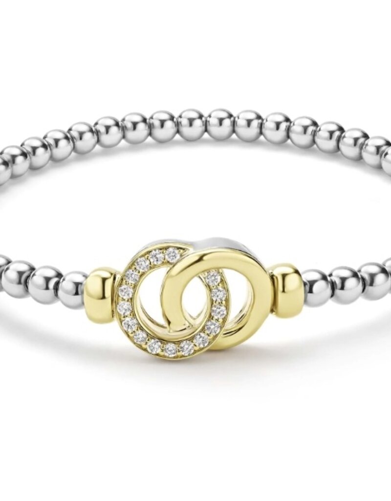 LAGOS Signature Caviar Two-Tone Interlocking Diamond Stretch Bracelet