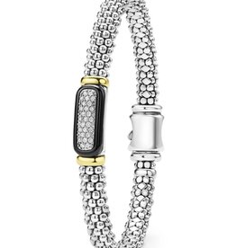 LAGOS Black Caviar Two-Tone Black Ceramic Diamond Caviar Bracelet | 6mm