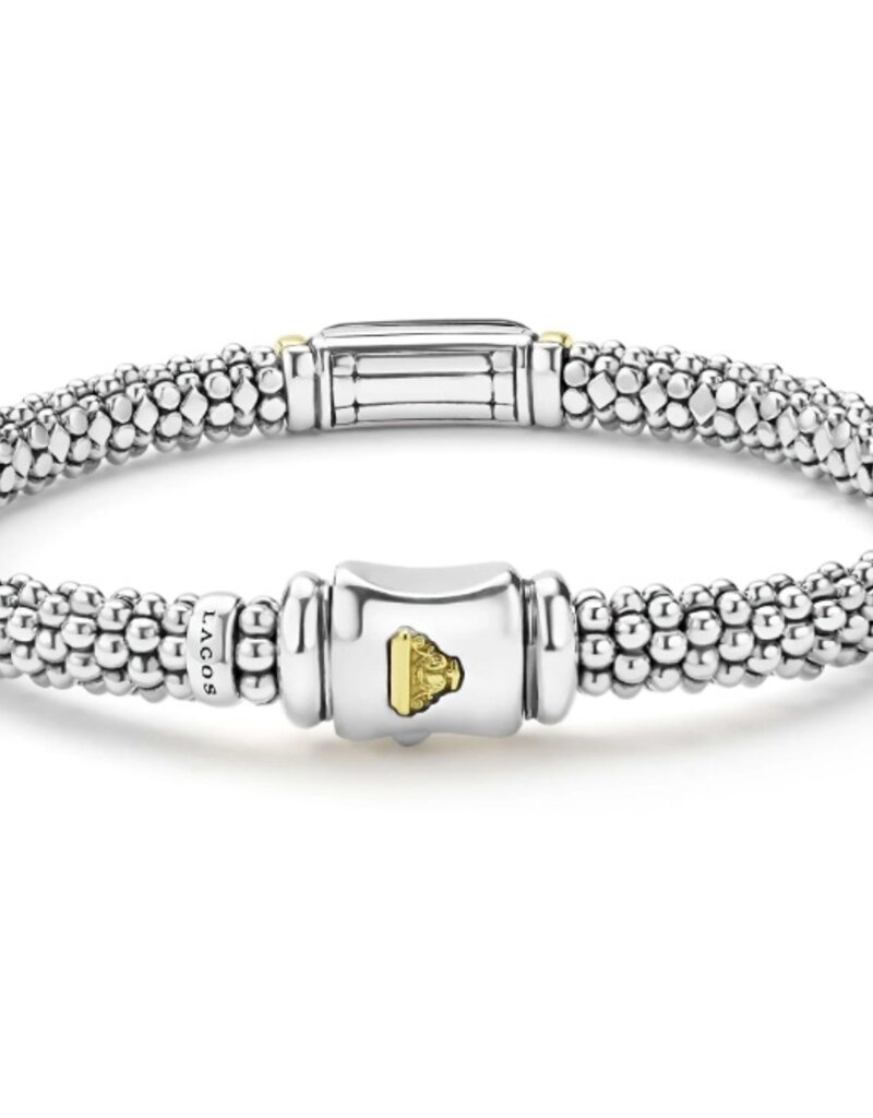 LAGOS Black Caviar Two-Tone Black Ceramic Diamond Caviar Bracelet | 6mm