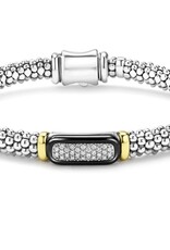 LAGOS Black Caviar Two-Tone Black Ceramic Diamond Caviar Bracelet | 6mm