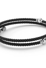 LAGOS Black Caviar Black Ceramic Beaded Silver Station Double Wrap Bracelet