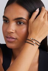 LAGOS Black Caviar Black Ceramic Beaded Silver Station Double Wrap Bracelet