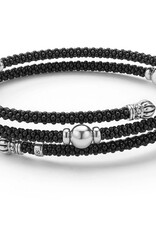 LAGOS Black Caviar Black Ceramic Beaded Silver Station Double Wrap Bracelet