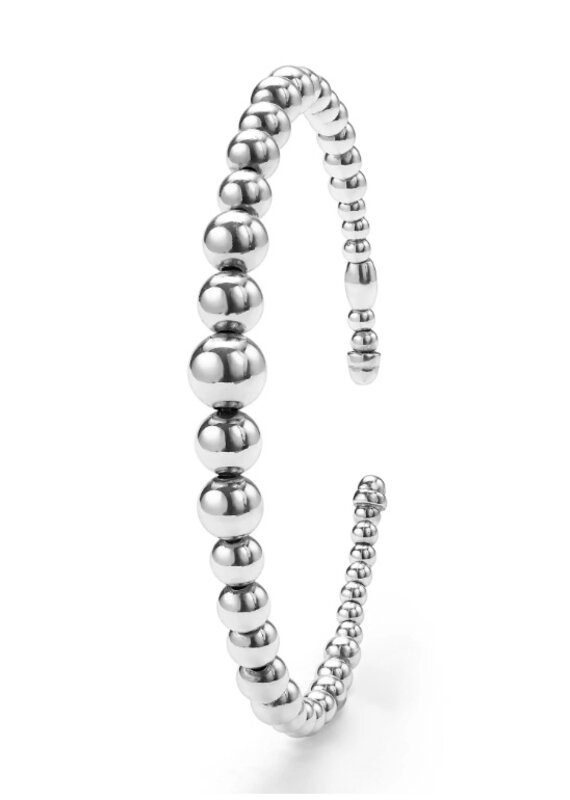 LAGOS Caviar Bubbly Silver Beaded Cuff Bracelet