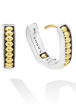LAGOS Signature Caviar Two-Tone Linear Huggie Earrings