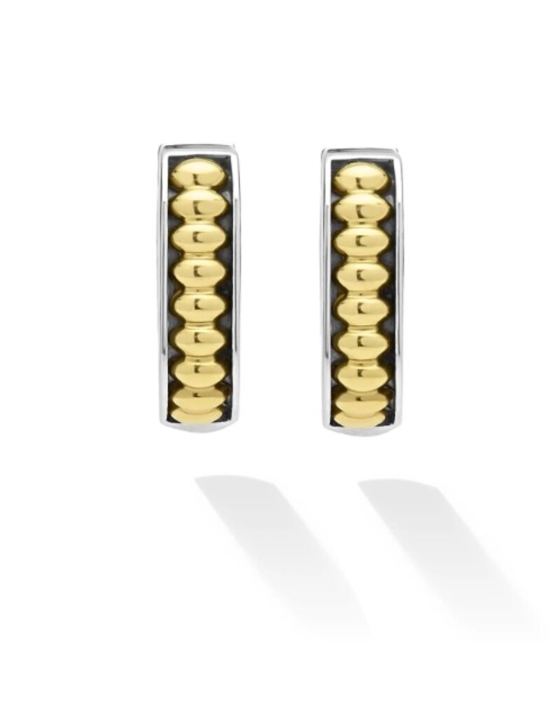 LAGOS Signature Caviar Two-Tone Linear Huggie Earrings