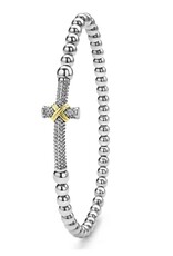 LAGOS Signature Caviar Two-Tone Caviar Cross Stretch Bracelet