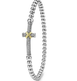 LAGOS Signature Caviar Two-Tone Caviar Cross Stretch Bracelet