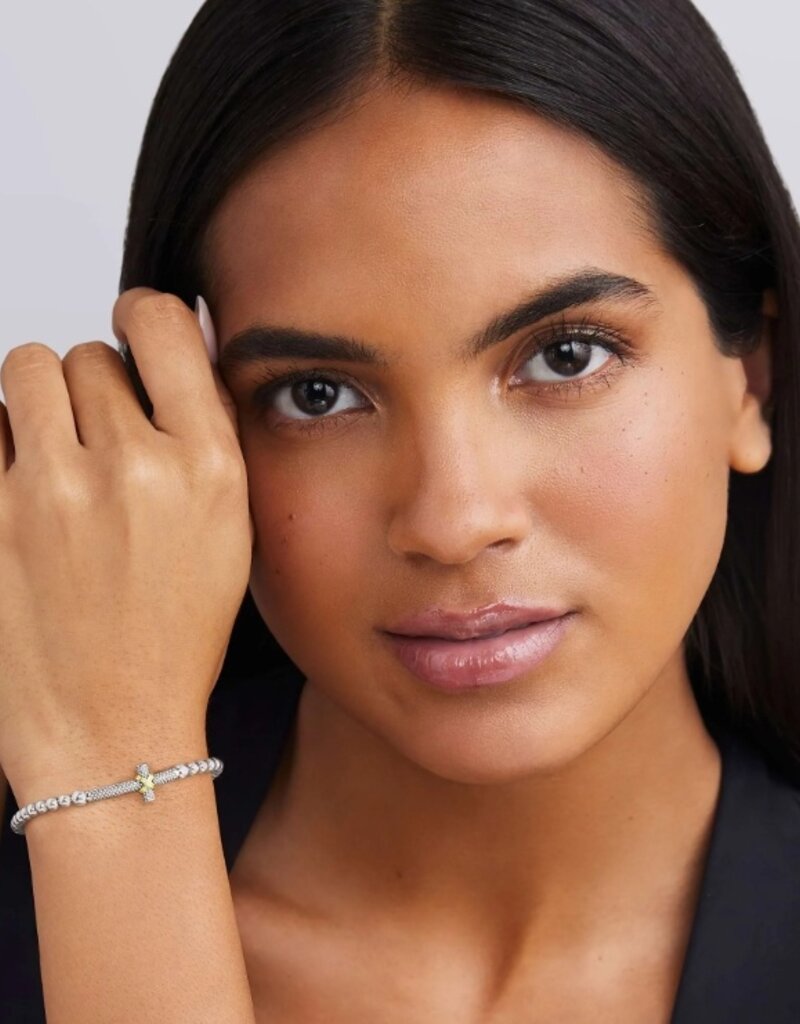 LAGOS Signature Caviar Two-Tone Caviar Cross Stretch Bracelet