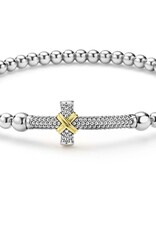 LAGOS Signature Caviar Two-Tone Caviar Cross Stretch Bracelet