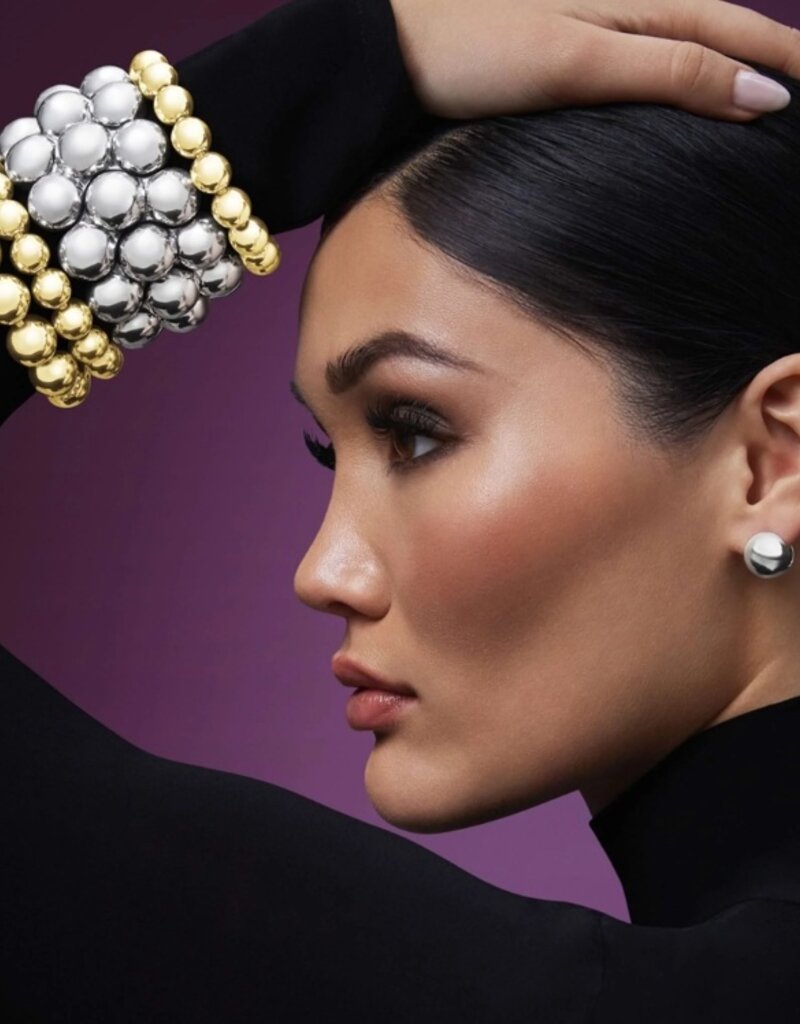 LAGOS Caviar Bubbly Silver Round Huggie Earrings