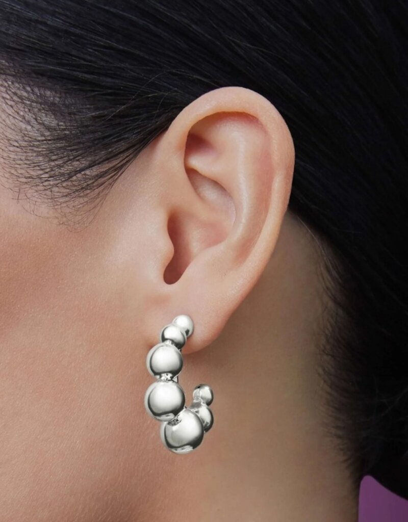 LAGOS Caviar Bubbly Silver Beaded Hoop Earrings