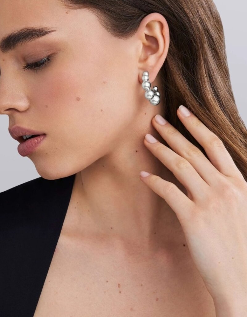 LAGOS Caviar Bubbly Silver Beaded Hoop Earrings