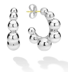 LAGOS Caviar Bubbly Silver Beaded Hoop Earrings
