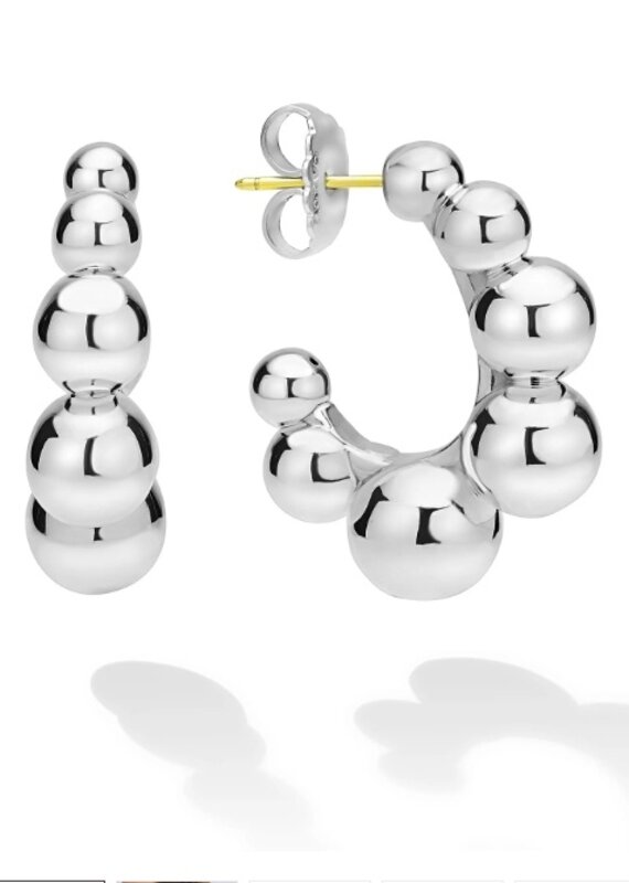 LAGOS Caviar Bubbly Silver Beaded Hoop Earrings