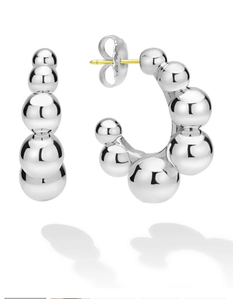 LAGOS Caviar Bubbly Silver Beaded Hoop Earrings