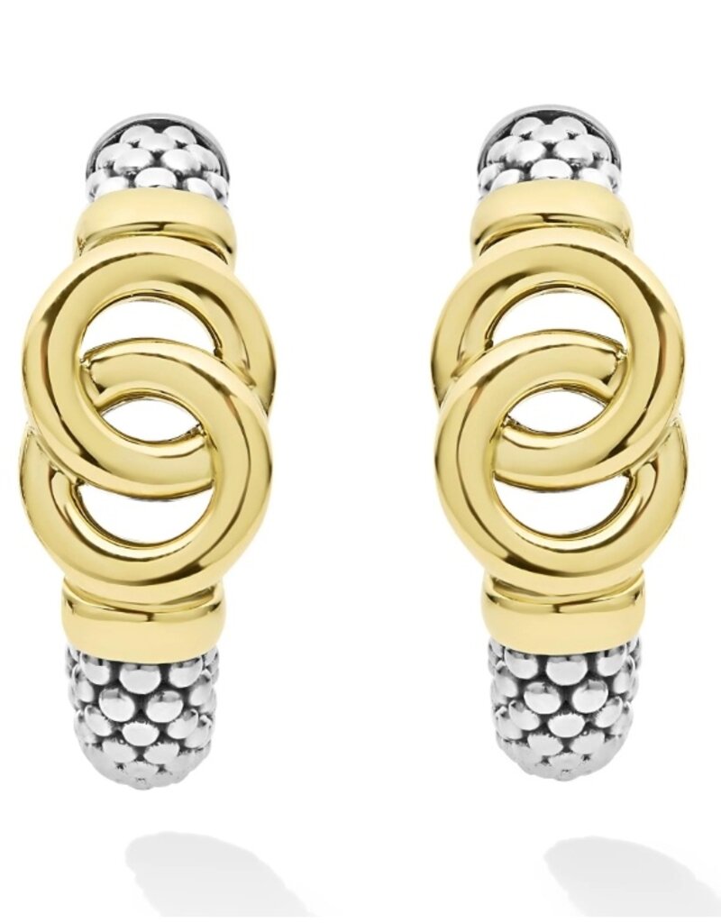 LAGOS Signature Caviar Two-Tone Interlocking Hoop Earrings