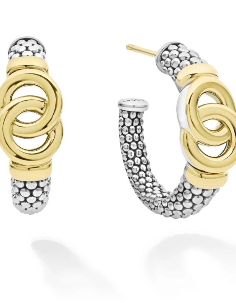 LAGOS Signature Caviar Two-Tone Interlocking Hoop Earrings