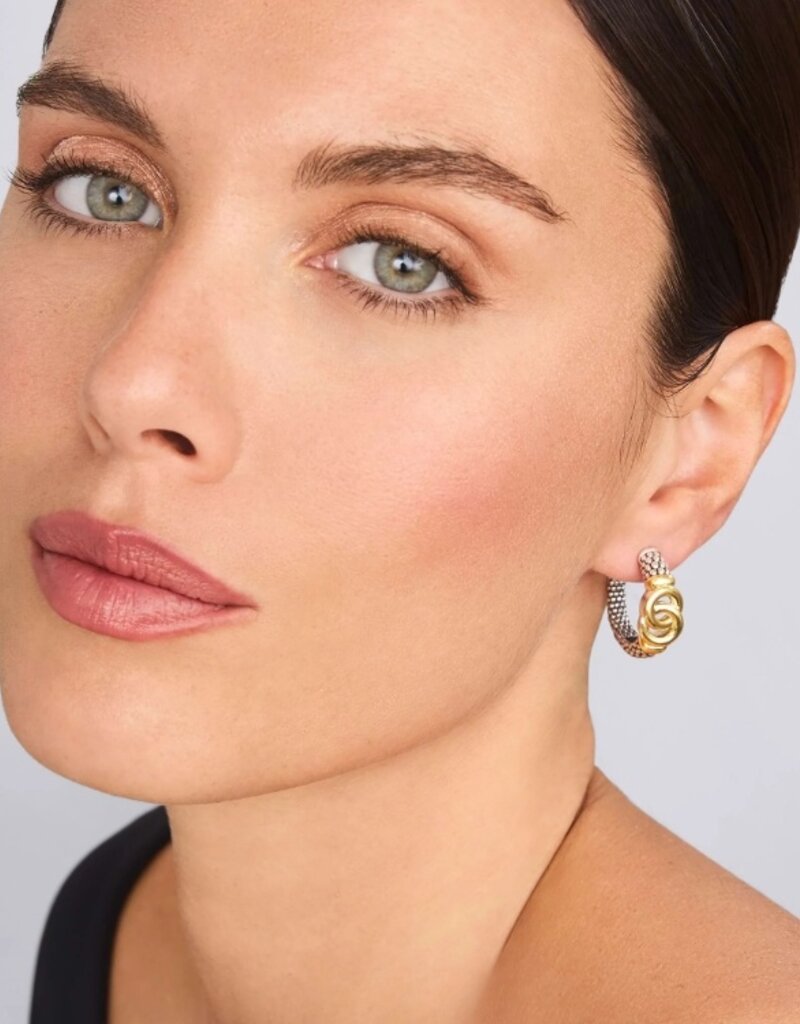LAGOS Signature Caviar Two-Tone Interlocking Hoop Earrings