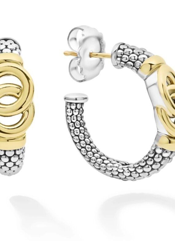 LAGOS Signature Caviar Two-Tone Interlocking Hoop Earrings