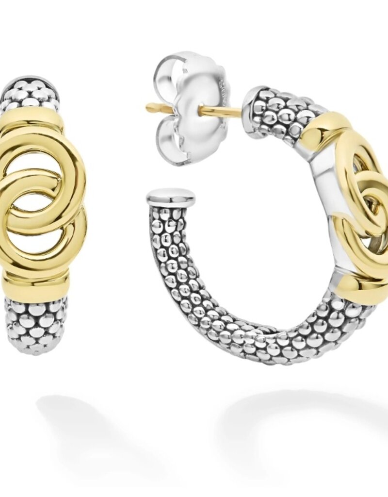 LAGOS Signature Caviar Two-Tone Interlocking Hoop Earrings