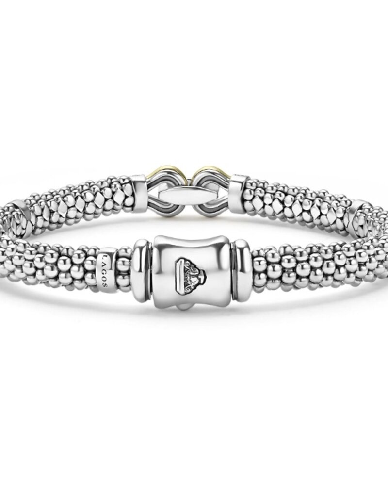 LAGOS Derby Two-Tone Caviar Buckle Diamond Bracelet | 9mm