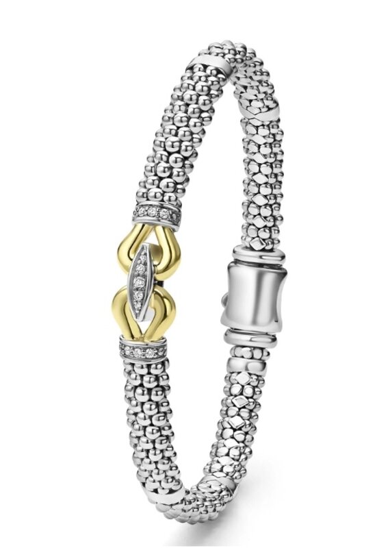LAGOS Derby Two-Tone Caviar Buckle Diamond Bracelet | 9mm