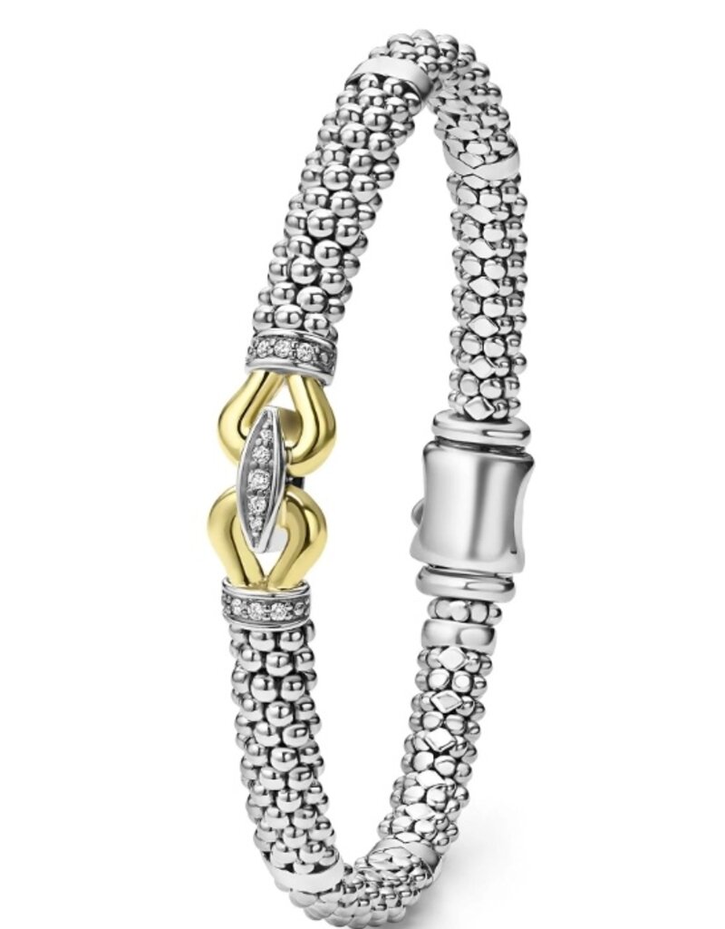 LAGOS Derby Two-Tone Caviar Buckle Diamond Bracelet | 9mm