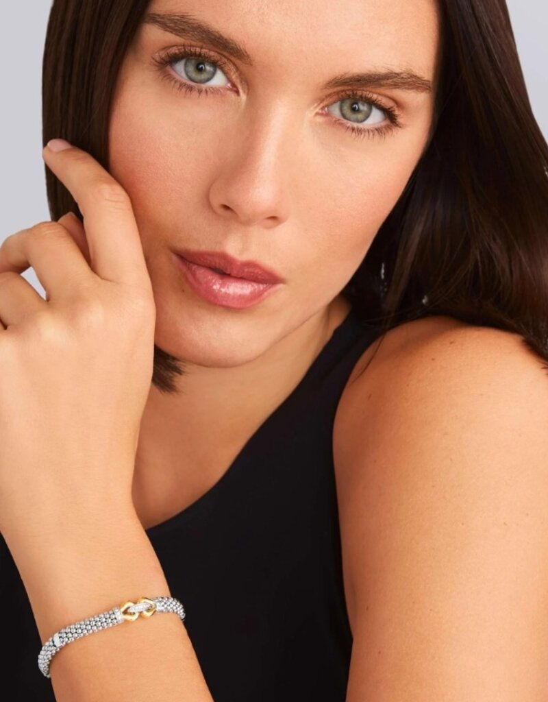 LAGOS Derby Two-Tone Caviar Buckle Diamond Bracelet | 9mm