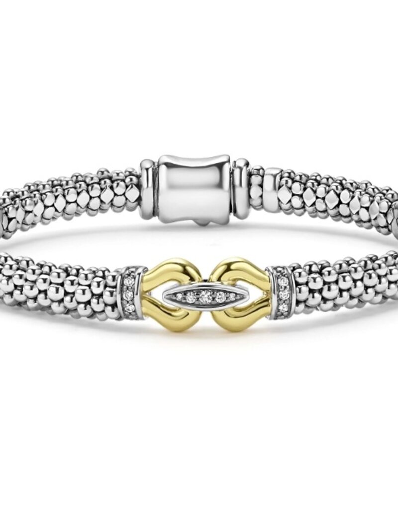 LAGOS Derby Two-Tone Caviar Buckle Diamond Bracelet | 9mm