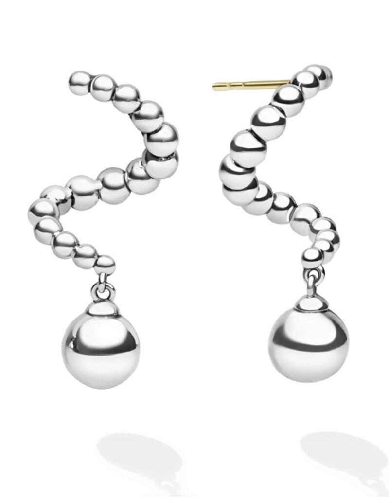 LAGOS Caviar Bubbly Silver Beaded Statement Drop Earrings