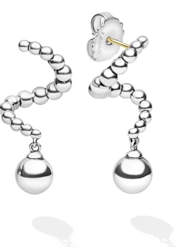 LAGOS Caviar Bubbly Silver Beaded Statement Drop Earrings