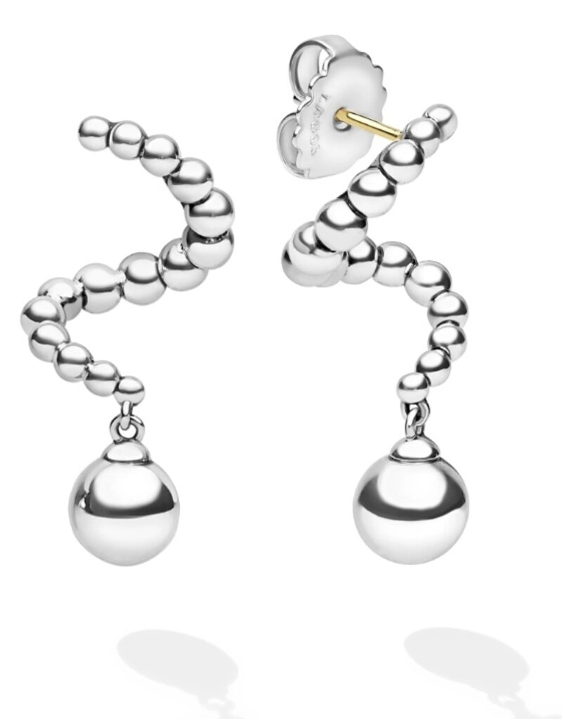 LAGOS Caviar Bubbly Silver Beaded Statement Drop Earrings