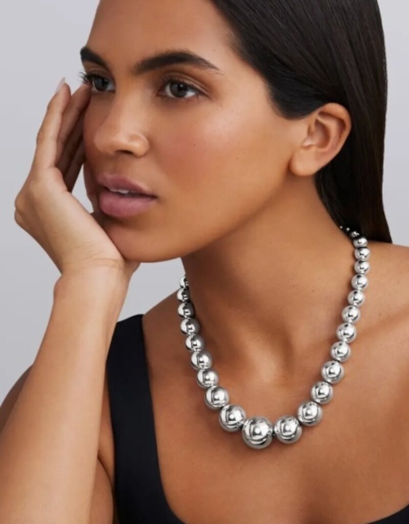 LAGOS Caviar Bubbly Silver Graduated Bead Necklace