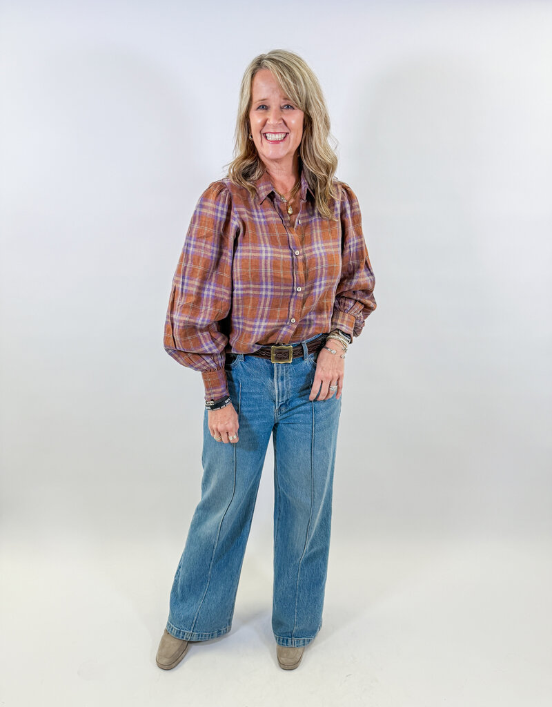 J.HOFFMAN'S Camille Top- Hazelnut Checks