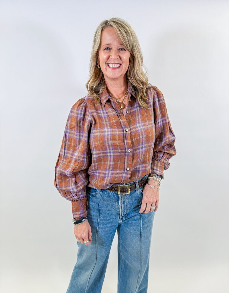 J.HOFFMAN'S Camille Top- Hazelnut Checks