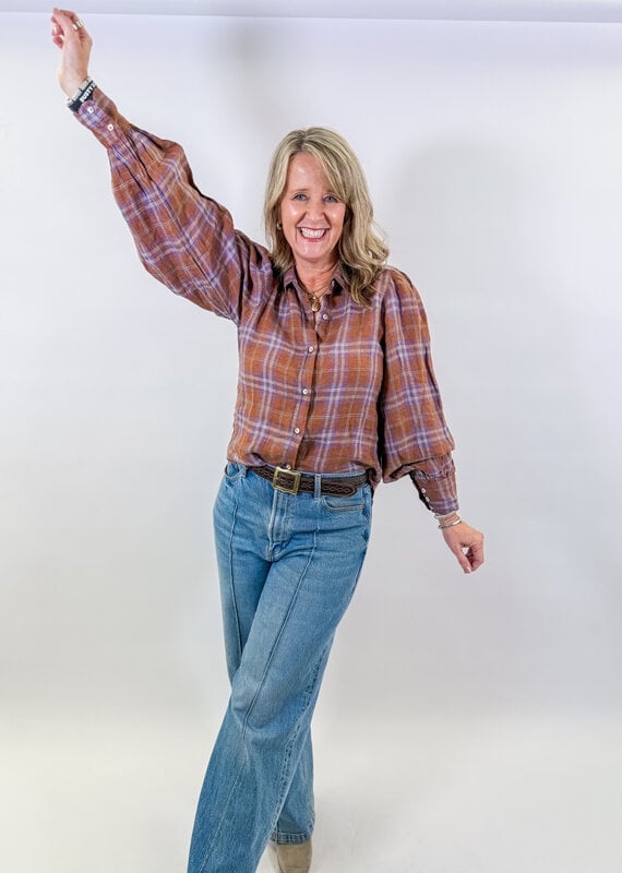 J.HOFFMAN'S Camille Top- Hazelnut Checks