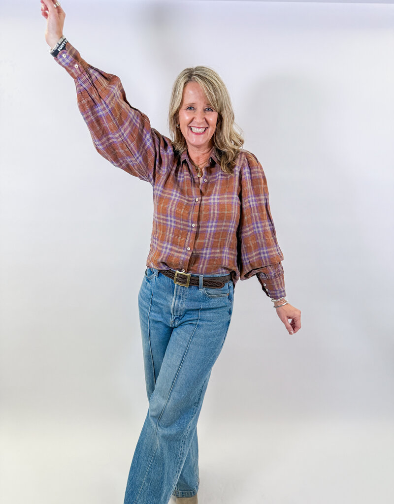 J.HOFFMAN'S Camille Top- Hazelnut Checks