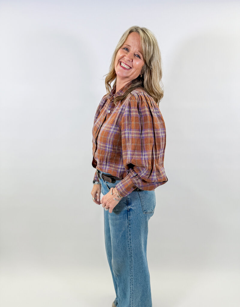 J.HOFFMAN'S Camille Top- Hazelnut Checks