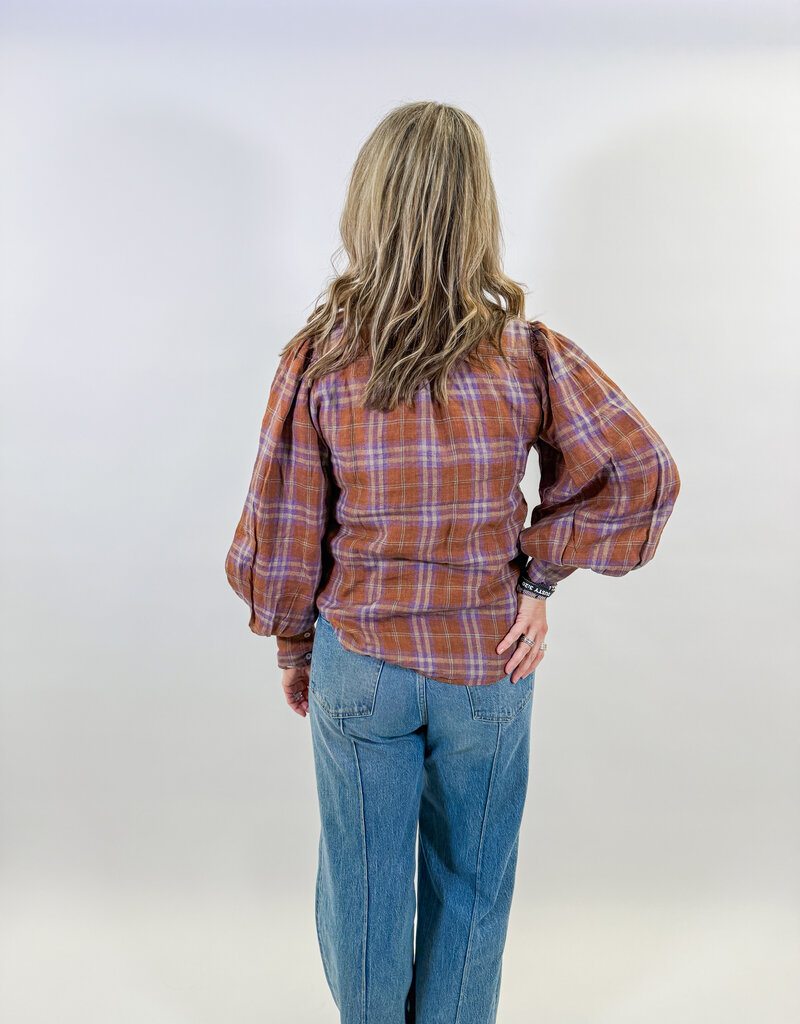 J.HOFFMAN'S Camille Top- Hazelnut Checks