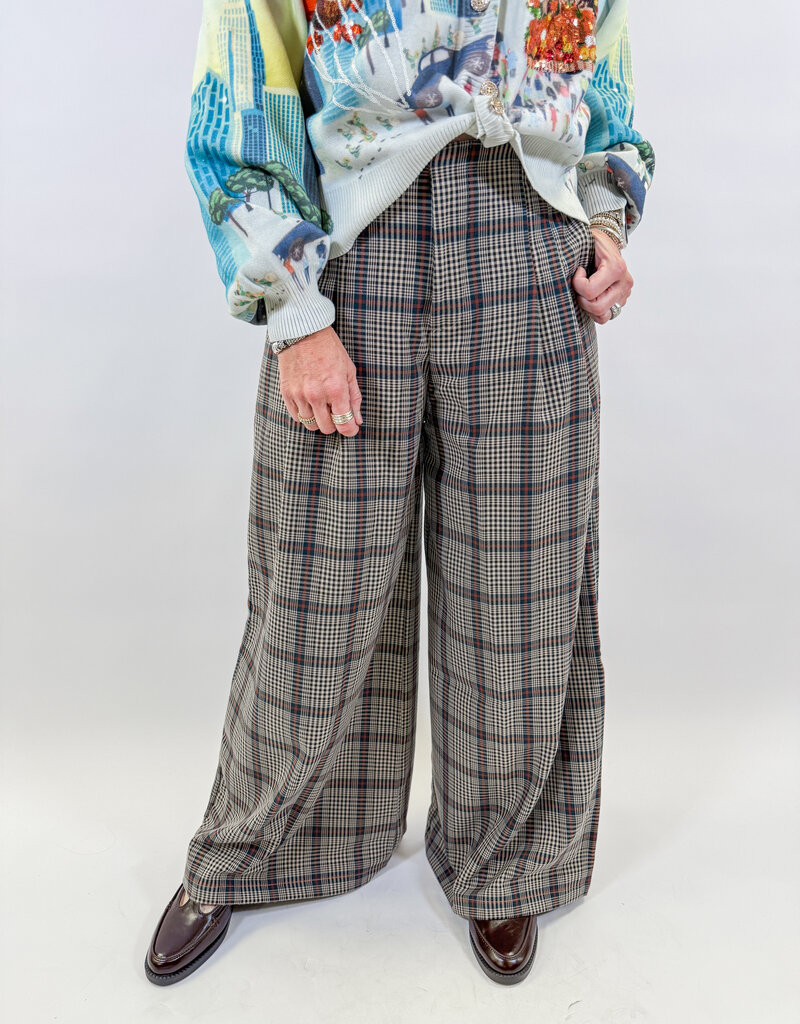 J.HOFFMAN'S Super Culotte Twill Pants- William Checks