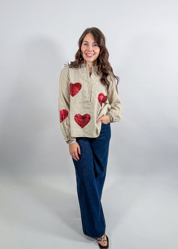 J.HOFFMAN'S Cupid Top- Metallic Hearts