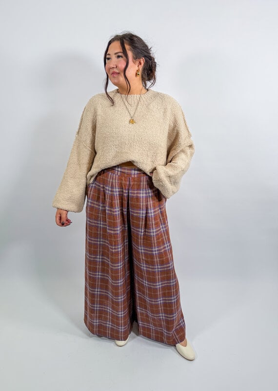 J.HOFFMAN'S Sabi Pant- Hazelnut Checks
