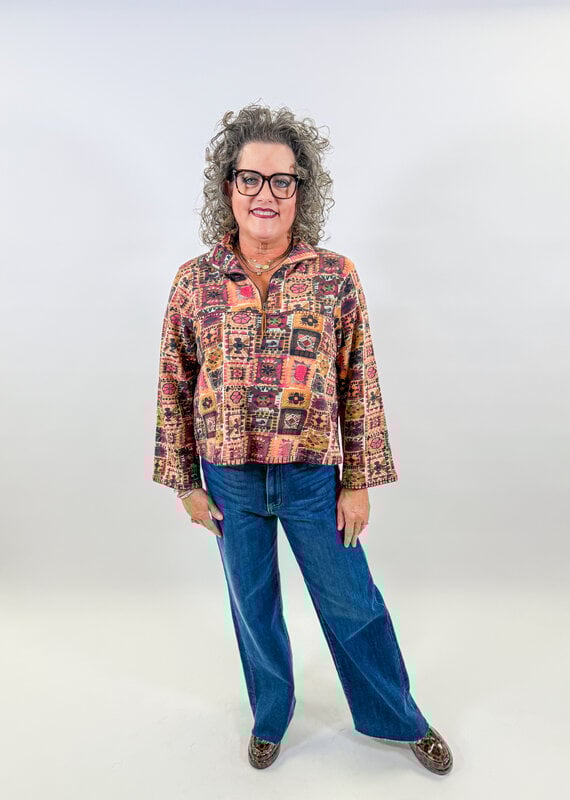 J.HOFFMAN'S Terry Popover Top- Plum