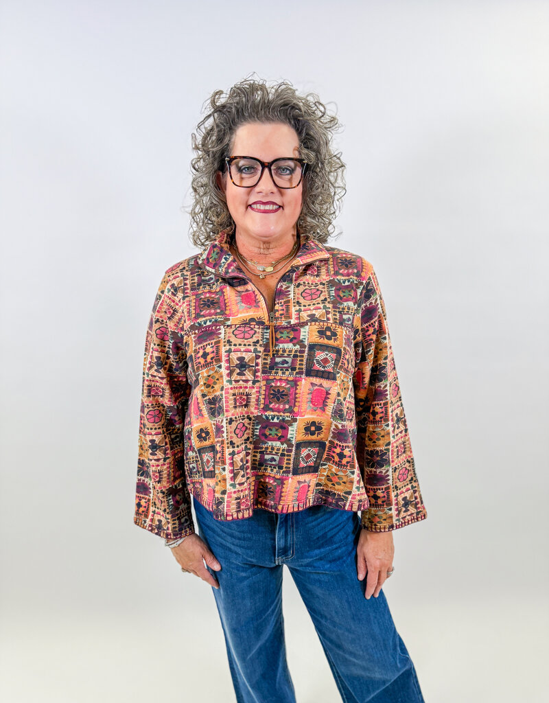 J.HOFFMAN'S Terry Popover Top- Plum