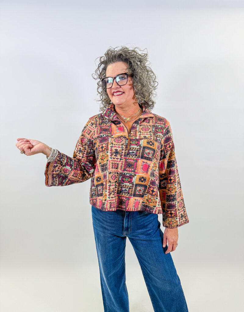 J.HOFFMAN'S Terry Popover Top- Plum