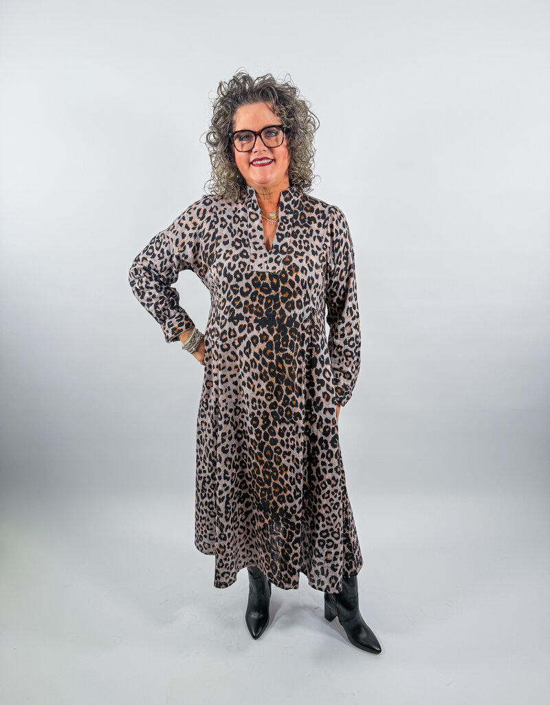 J.HOFFMAN'S Leopard Gauze Midi- Grey