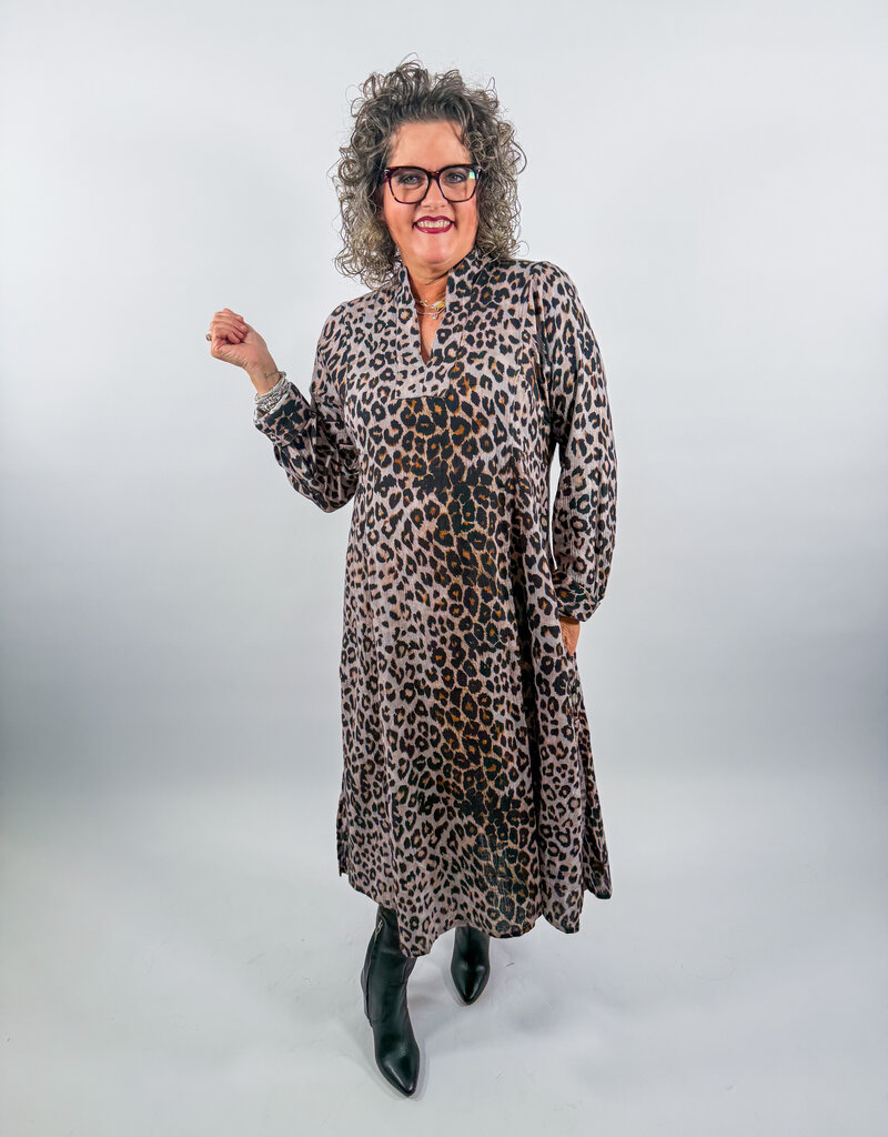 J.HOFFMAN'S Leopard Gauze Midi- Grey