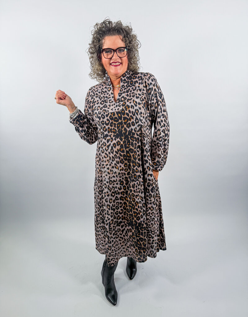 J.HOFFMAN'S Leopard Gauze Midi- Grey